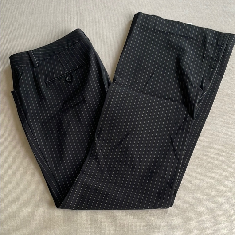 EXPRESS Black and Silver Pinstripe Editor Pants